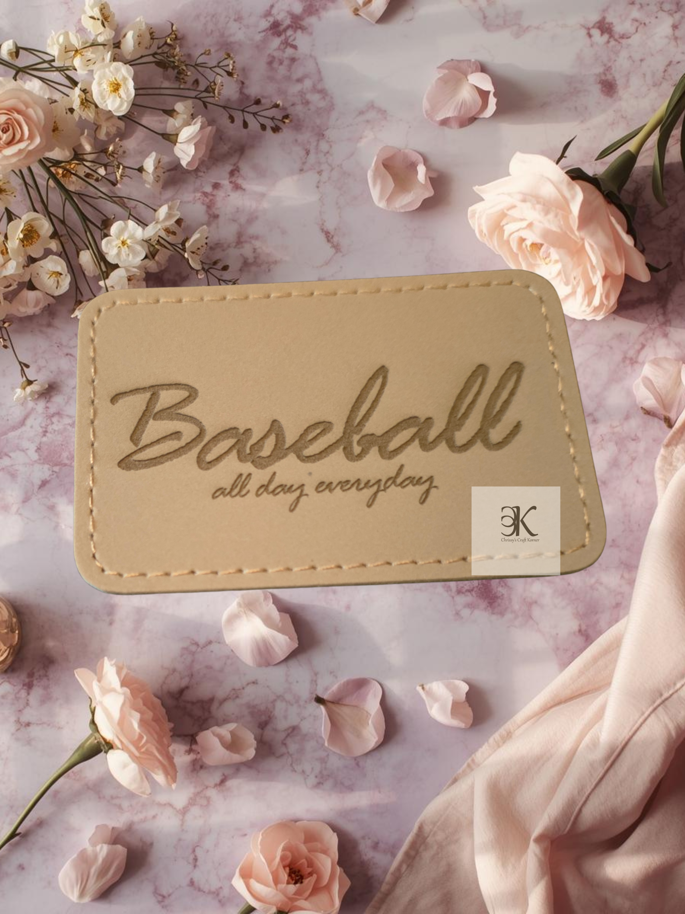 Baseball... All Day Everyday Iron-On Patch | Funny 3x2 Engraved Faux Leather Patch