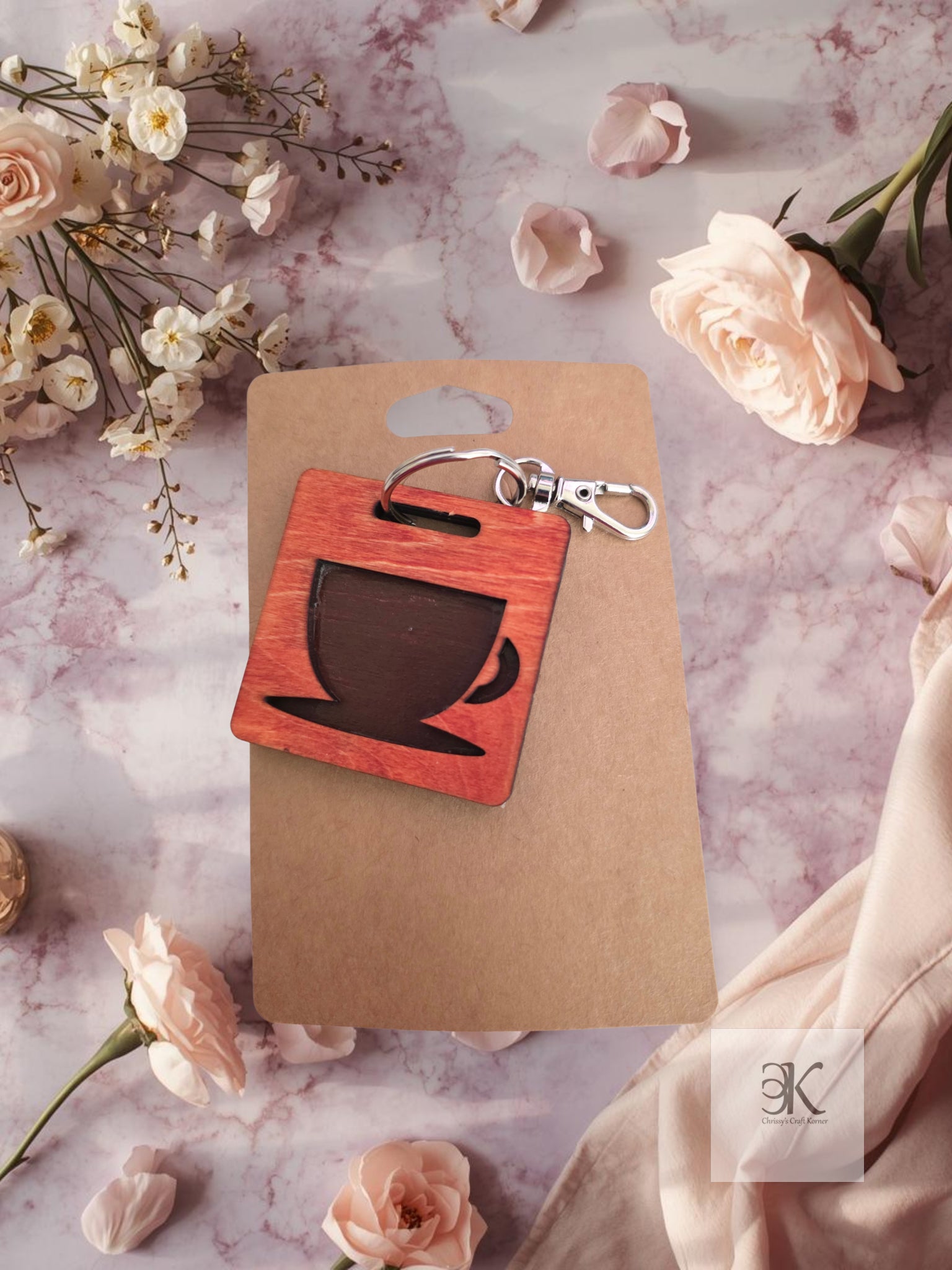 Coffee Cup Keychain | Handmade Wooden Coffee Lover Gift