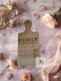Laser Engraved Mini Cutting Board – “Recipe for Family”