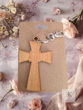 Wooden Cross Keychain –  Faith Keyring