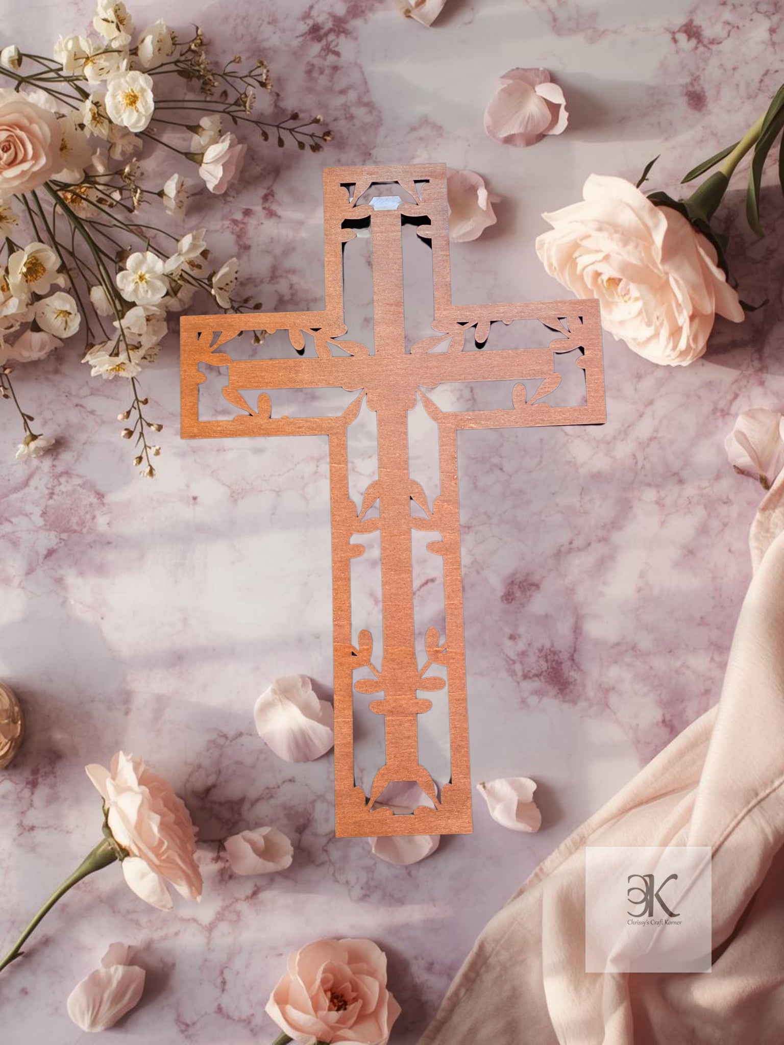 Wooden Cross with Vines – Christian Faith Wall Decor