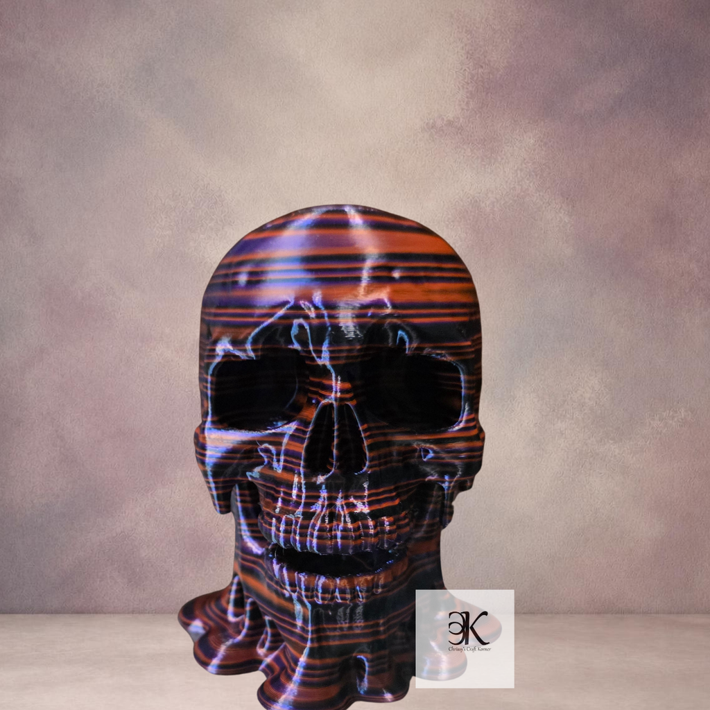 3D Printed Dripping Skull Decoration | Gothic Halloween Decor