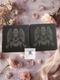 Patriotic Eagle Slate Coaster Set | Set of 2 Engraved Eagle with Crossed Rifles Coasters | Rustic Americana Drink Coasters