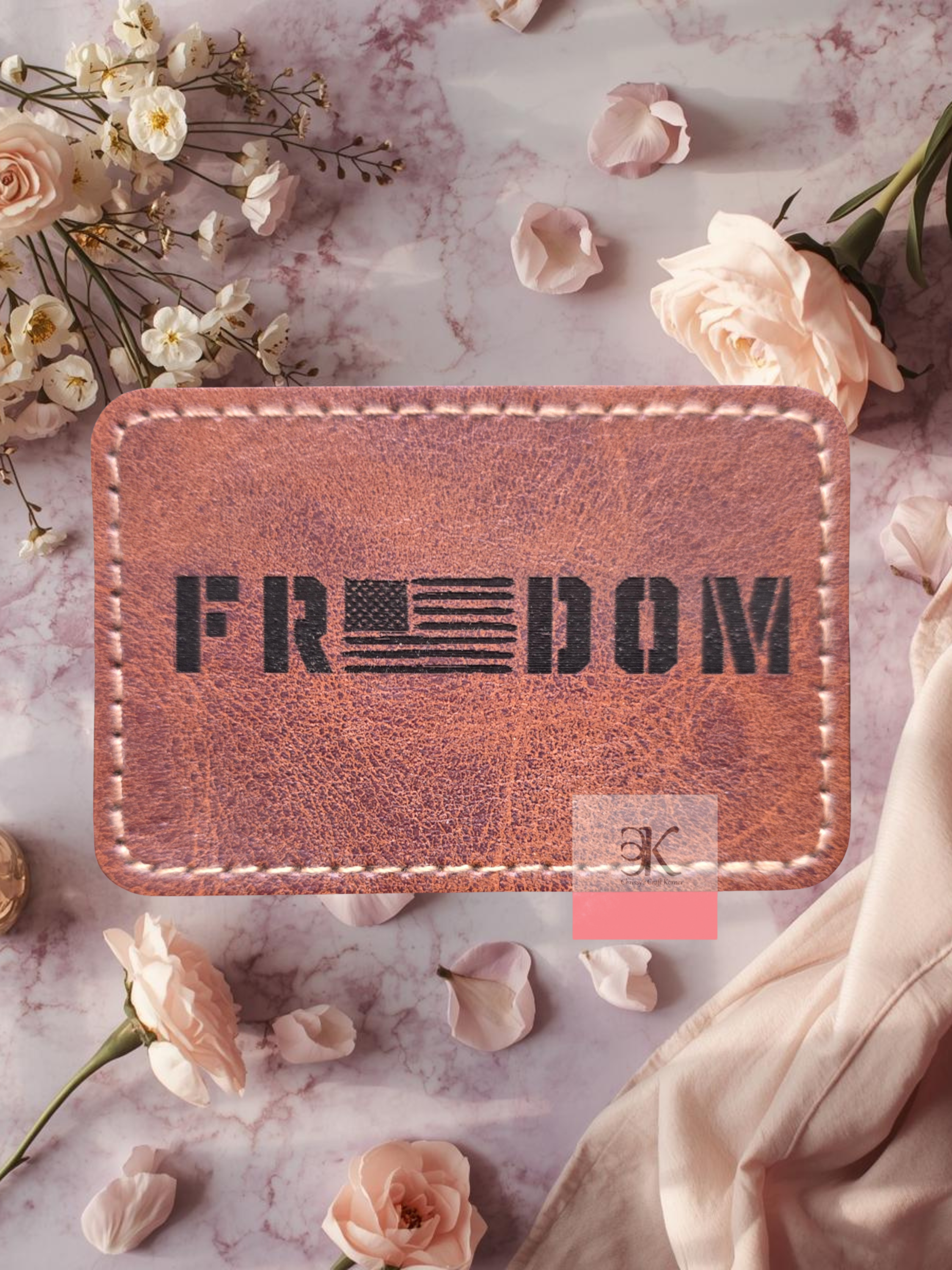 Freedom Leather Iron On Patch - Handmade Patriotic Hat or Jacket Applique