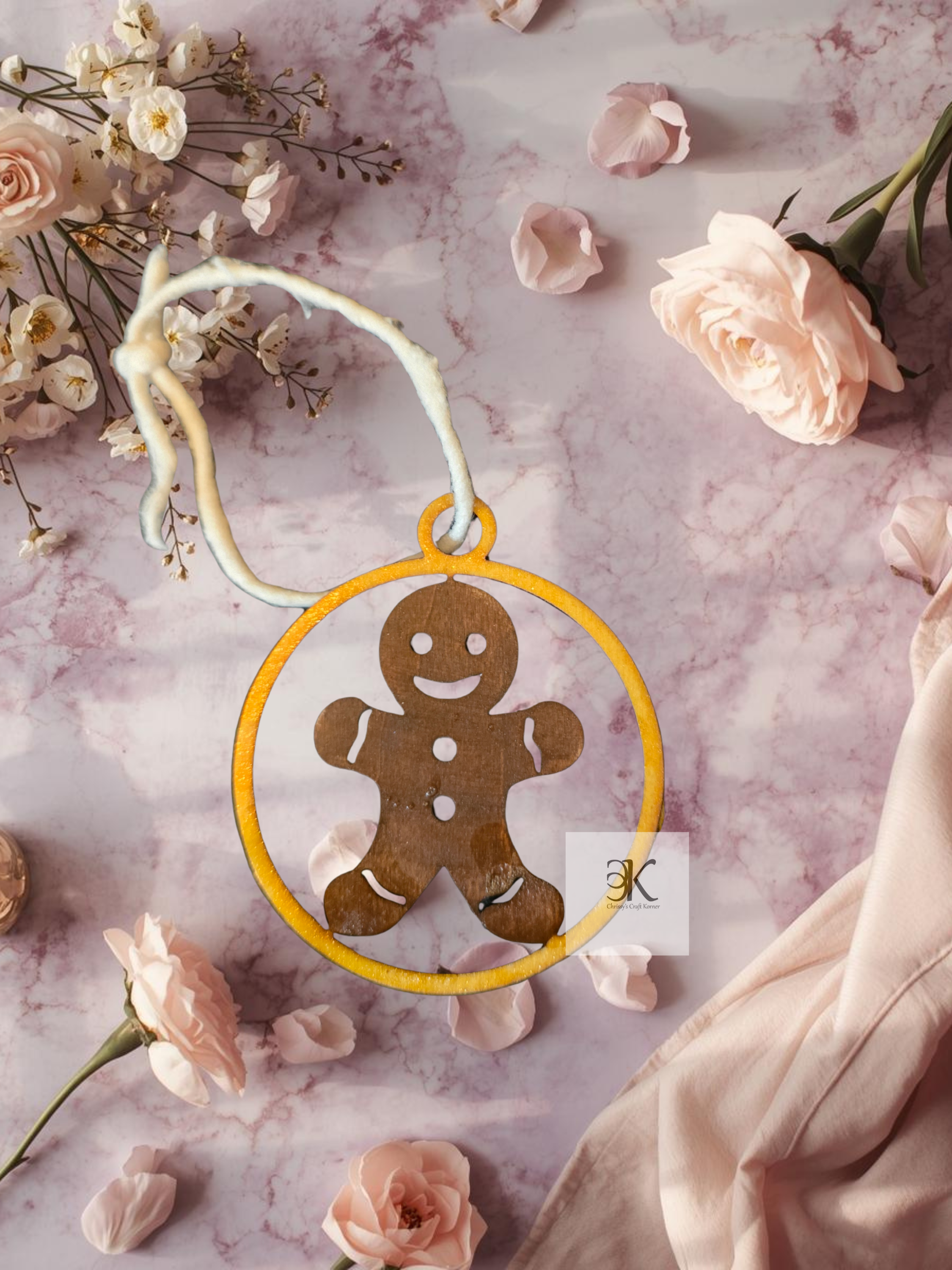 Handmade Wooden Gingerbread Man Ornament | Painted Christmas Tree Ornament | Rustic Holiday Decor