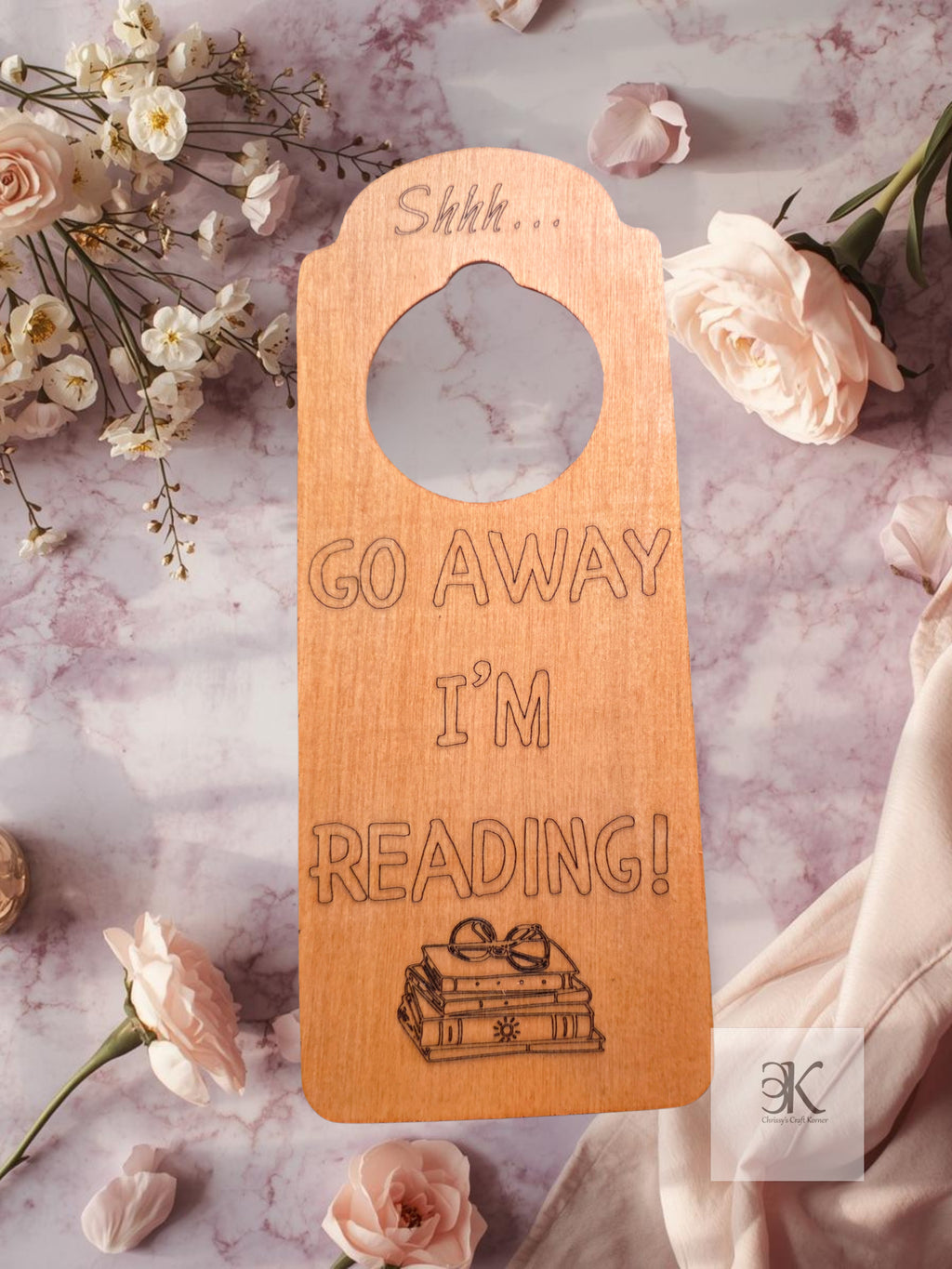 Go Away I'm Reading Door Hanger - Funny Book Lover Do Not Disturb Wooden Sign