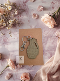 Handmade Wooden Grenade Keychain | Laser Engraved Military-Inspired Key Ring | Rustic Wooden Keychain