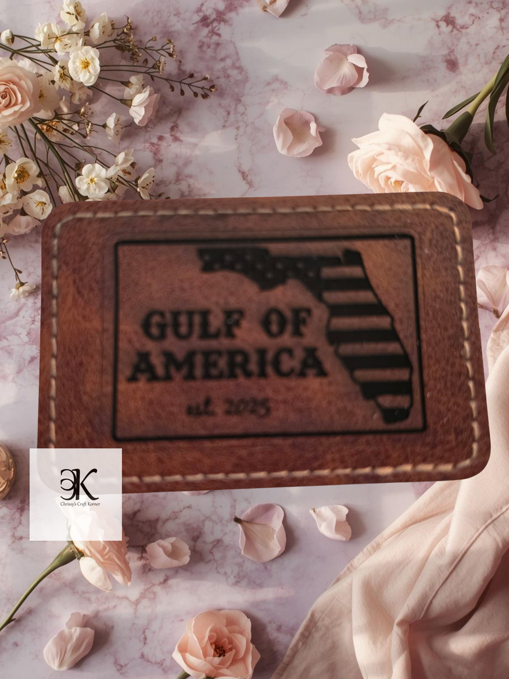 Gulf of America Faux Leather Iron-On Patch | Durable Custom Applique Patch