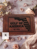 Gulf of America Faux Leather Iron-On Patch | Durable Custom Applique Patch
