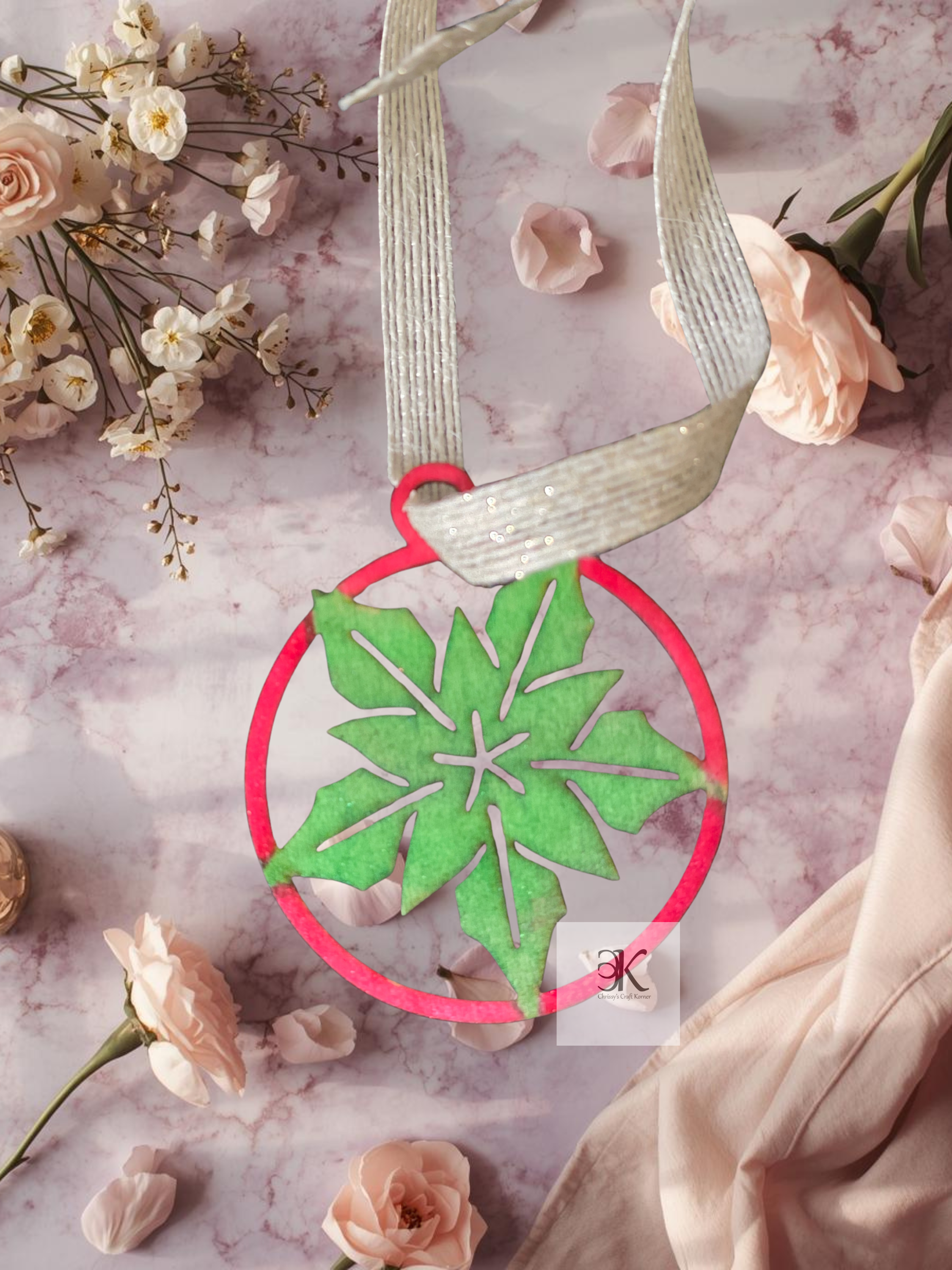 Handmade Wooden Mistletoe Ornament | Painted Christmas Tree Ornament | Rustic Holiday Decor & Gift