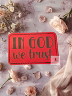 In God We Trust Iron-On Patch | Engraved Faux Leather Patch 3x2 | Faith Patch
