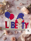 Wooden Liberty Gnome Decor | Red, White & Blue Patriotic Shelf Sign | Handmade Americana Home Decoration