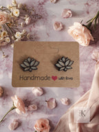 Handmade Wooden Lotus Earrings - Lightweight Boho Studs