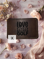 Love to Golf Faux Leather Iron-On Patch – 3x2 Inch Golf Heat Transfer Patch for Hats, Bags, Jackets & Apparel
