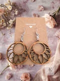 Wooden Half-Sunflower Earrings Handmade - Lightweight Earrings