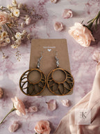 Wooden Half-Sunflower Earrings Handmade - Lightweight Earrings