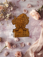 Wooden Highland Cow Magnet | "Mooey Christmas" Engraved Magnet | Handmade Christmas Fridge Decor