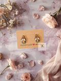 Hand Painted Fall Gnome Wooden Stud Earrings | Handmade Autumn Earrings | Cute Harvest Jewelry