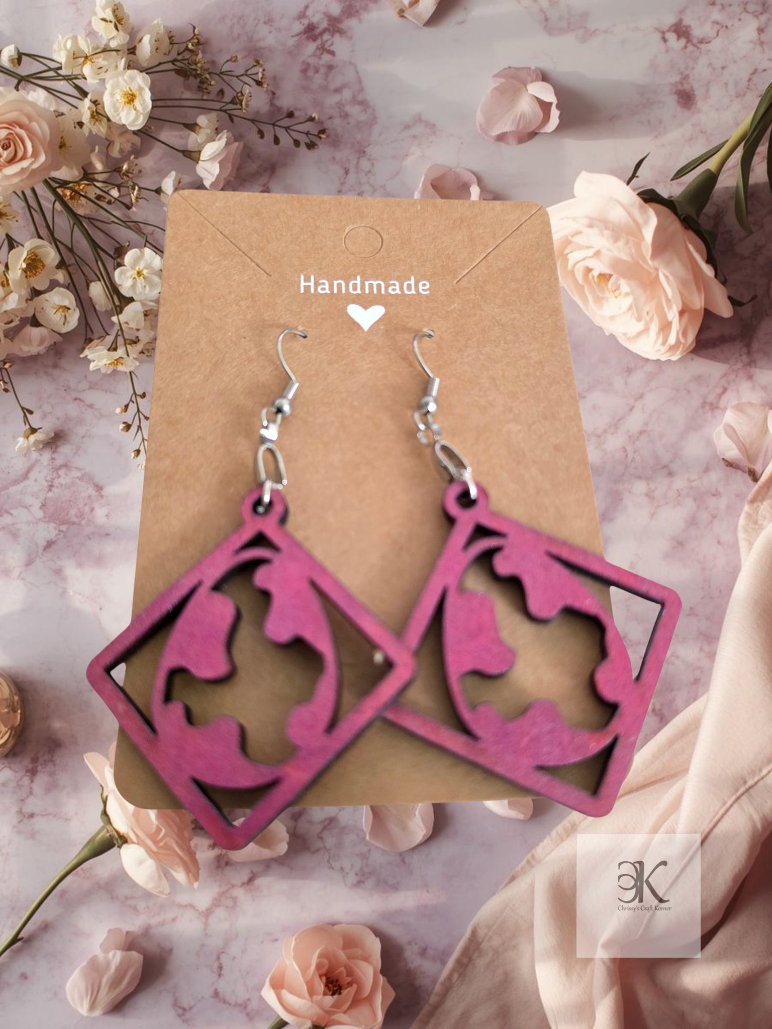Pink Easter Egg Earrings Handmade - Cute Dangle Drops