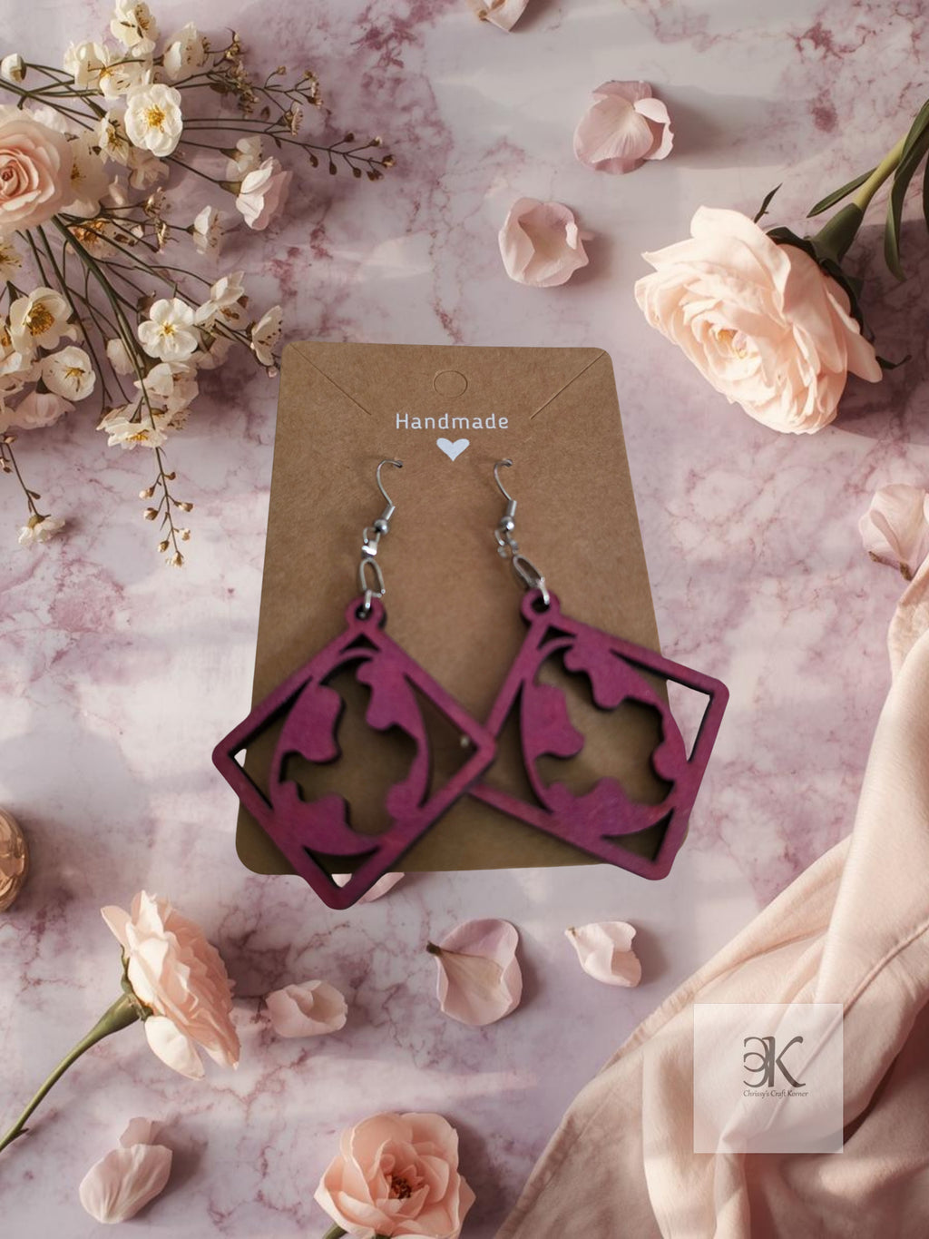 Pink Easter Egg Earrings Handmade - Cute Dangle Drops