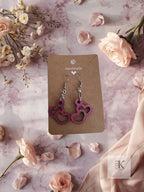 Handmade Wooden Pink Heart Earrings - Dangle Earrings