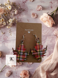 Plaid Maple Leaf Dangle Earrings | Faux Leather Fall Statement Earrings