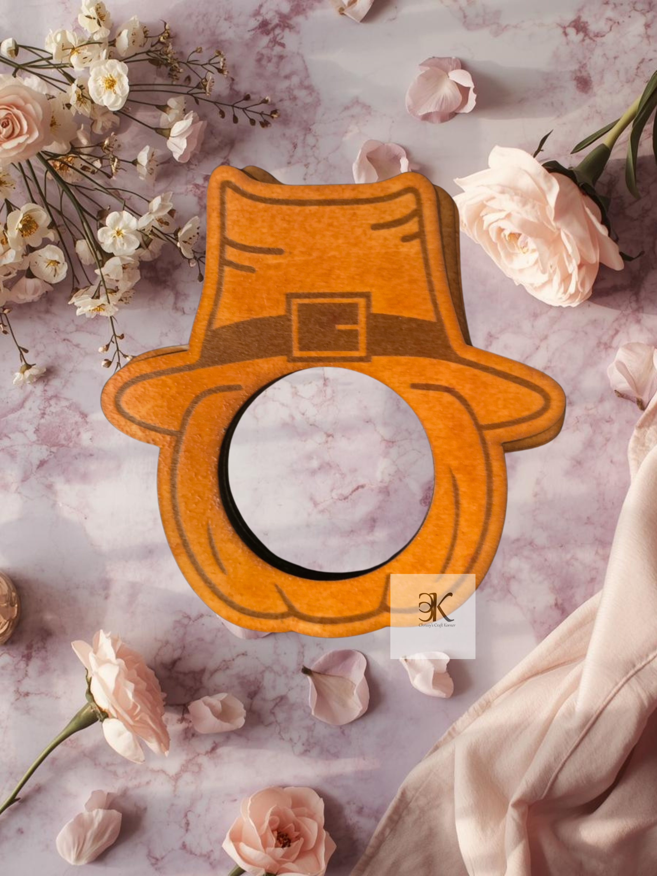 Handmade Wooden Pumpkin Napkin Rings Set of 4 | Thanksgiving Table Decor | Fall Pumpkin Napkin Holders with Pilgrim Hats