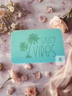 Salty Vibes Palm Tree Iron-On Patch | Beach Life Faux Leather Patch 3x2