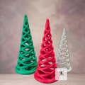 3D Printed Spiral Christmas Tree Tea Light Holders – Red, Green & White