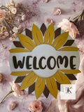 Welcome Round Sunflower Door Sign – Rustic Floral Front Door Hanger for Home Décor