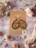Handmade Wooden Tulip Teardrop Earrings | Lightweight Floral Cutout Dangle Earrings