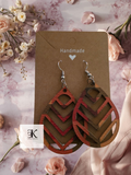 Plaid Teardrop Earrings with Cutouts | Faux Leather Lightweight Earrings