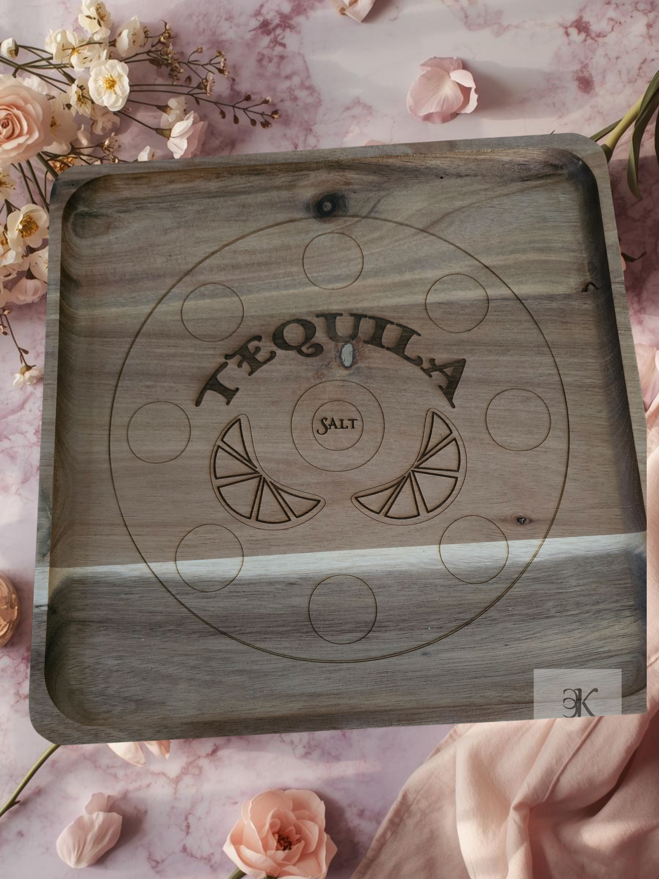 Handmade Wooden Tequila Shot Tray - Tequila Flight Serving Board