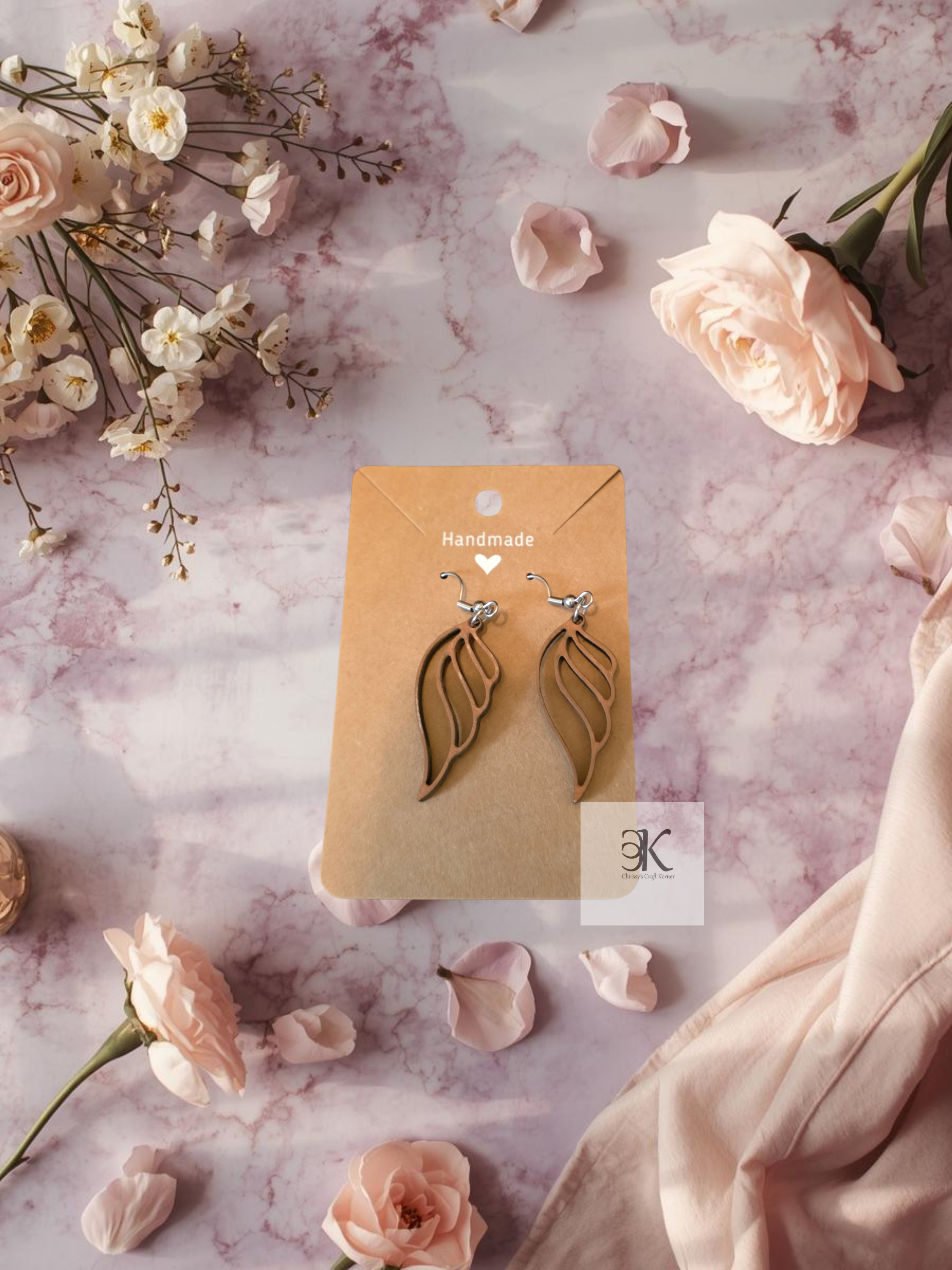 Wooden Wing Dangle Earrings | Lightweight Nature Inspired Earrings | Handmade Boho Jewelry Gift