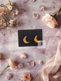 Wooden Yellow Moon Stud Earrings | Celestial Moon Cutout Earrings | Lightweight Handmade Jewelry